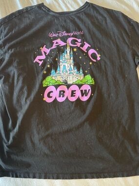 Disney Black 'Magic Crew' Tee with Pink & Blue Castle Graphic